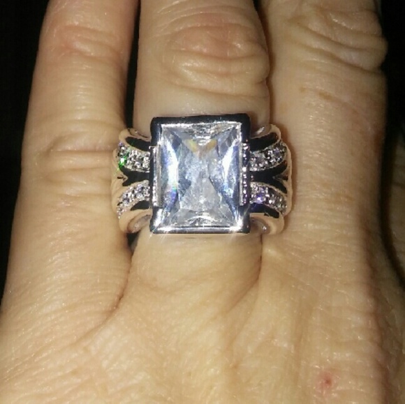 Beautiful Huge White Topaz CZ Ring