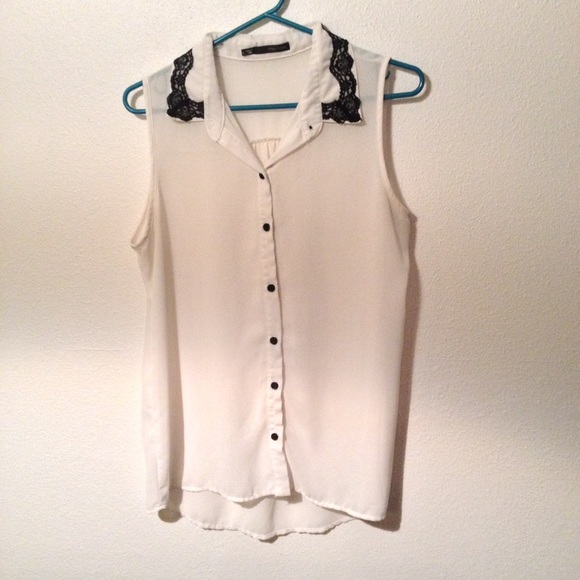 White and lace Chiffon Top