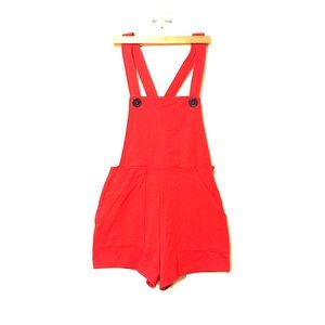 American apparel red overall shorts