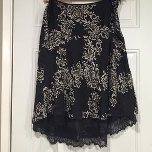 Black and white silk skirt