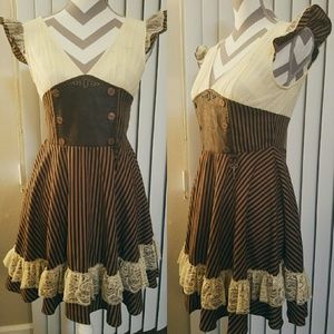 *sold*Steampunk clockwork unique style lace dress