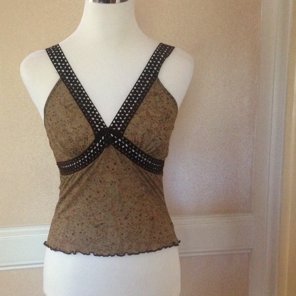 Faux suede V-neck tank top/cami