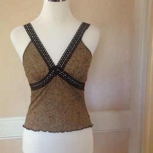 Faux suede V-neck tank top/cami