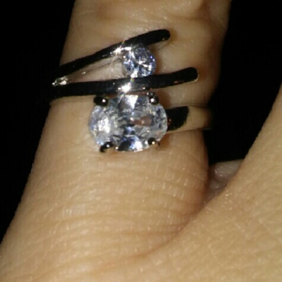 Trendy White Topaz and CZ Ring