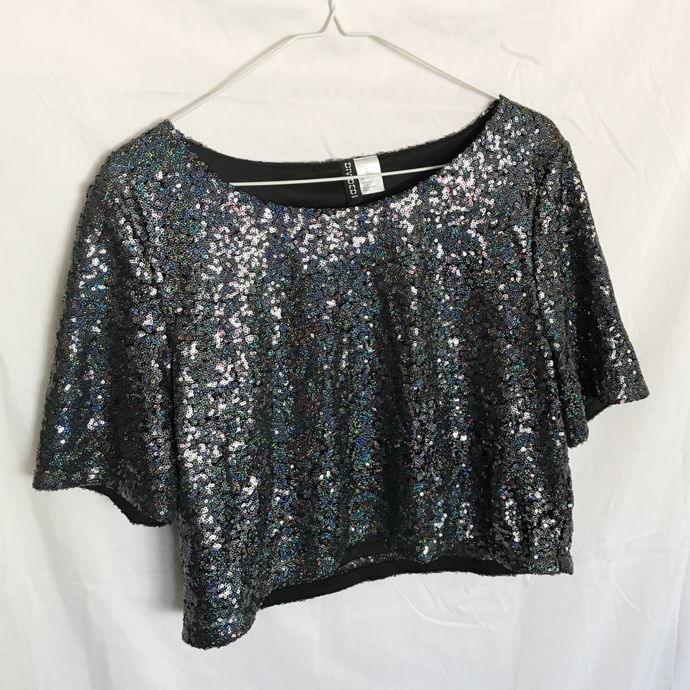 H&M Dark Sequin Crop Top