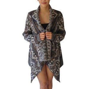 Printed Knit Open Cardigan