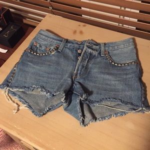 Levis 501 cut-off studded shorts