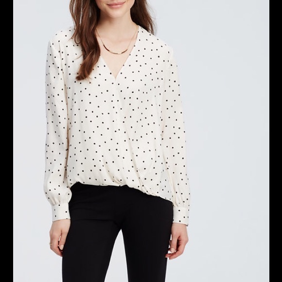NEW Ann Taylor Petite Polka Dot Wrap Blouse XS XSP