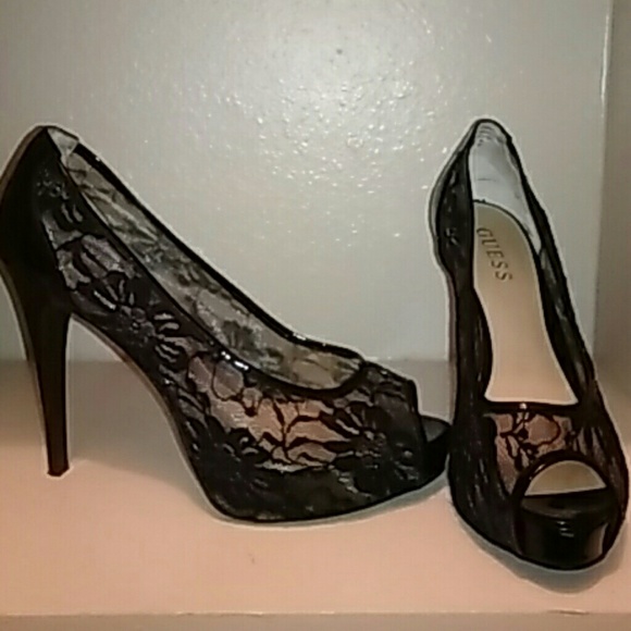 Black lace heels