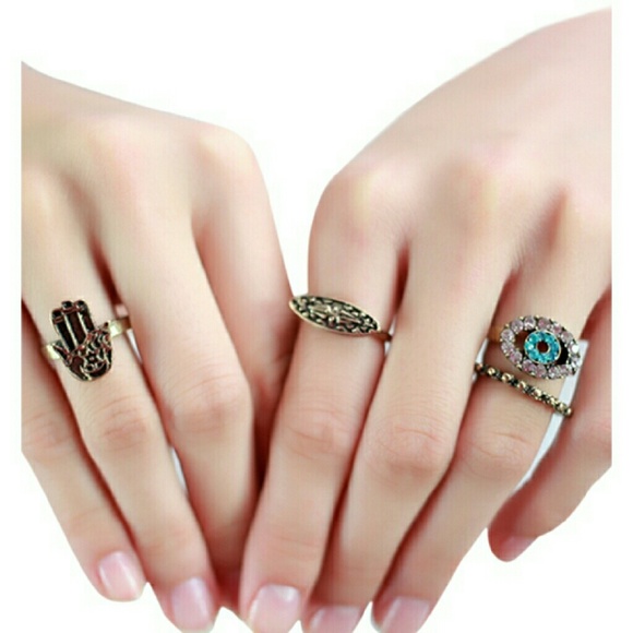 BECOME AN EYE-CON MULTI FINGER RING SET - Picture 1 of 2