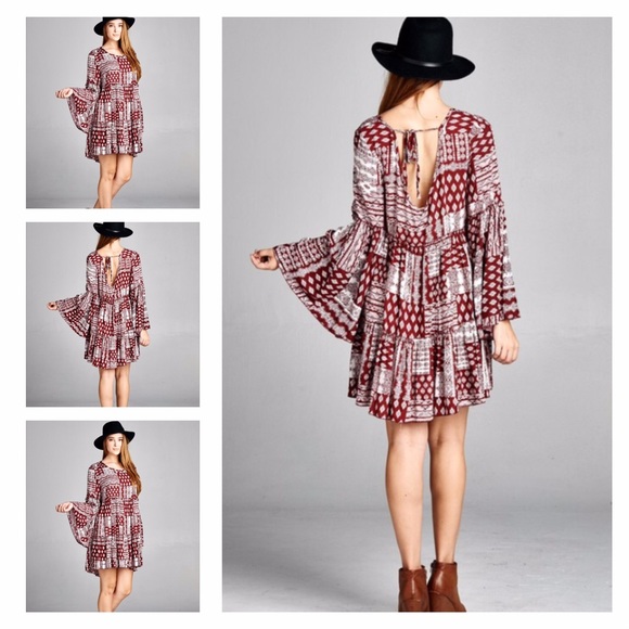 BOHO BELL SLEEVE DRESS OR TUNIC - Picture 2 of 3