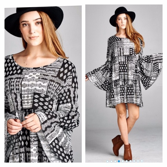 BOHO BELL SLEEVE DRESS OR TUNIC - Picture 3 of 3