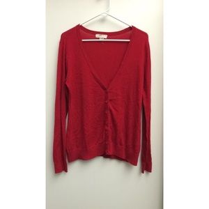 Simple red cardigan for fall. 🍂