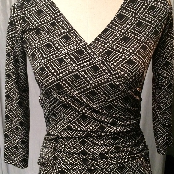 LONDON TIMES printed faux wrap midi dress - Picture 2 of 4