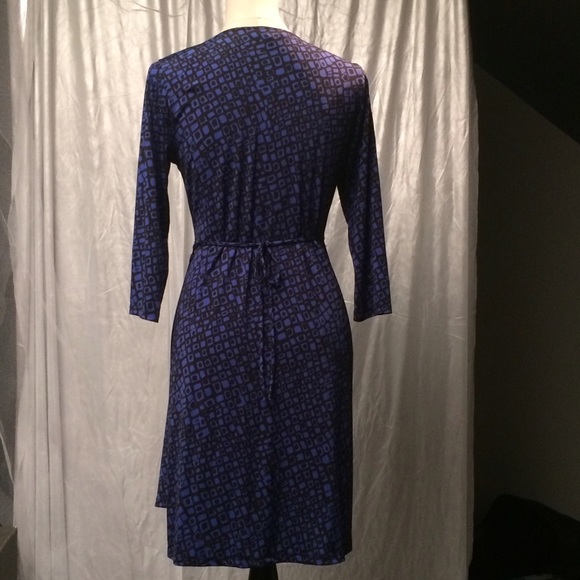 Deep blue and black patterned wrap dress in cobalt - Picture 2 of 4