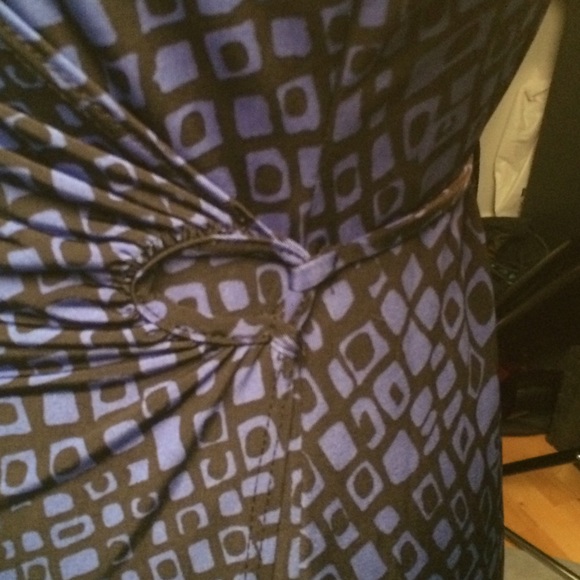 Deep blue and black patterned wrap dress in cobalt - Picture 3 of 4