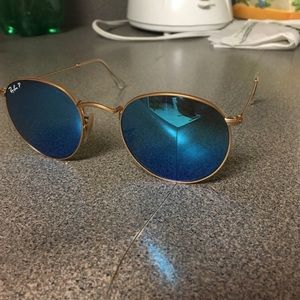 Ray Ban Round Gold Frame Polarized with case