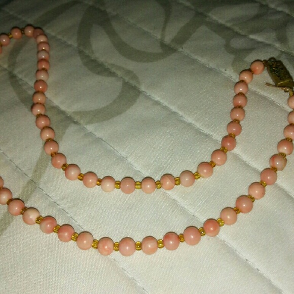 Vintage angel skin coral necklace