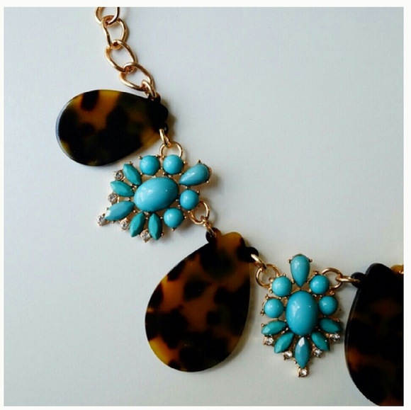 18K Gold Turquoise Tortoise Shell Pendant Necklace - Picture 2 of 5