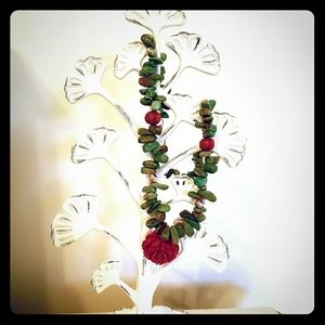 Turquoise and Coral Rose Necklace