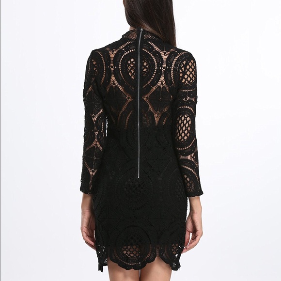 SOLD Black Sexy Crochet Lace Dress M - Picture 3 of 4