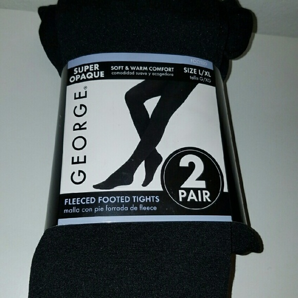 Black Fleece Footed Tights