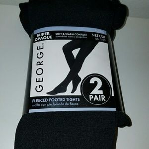 Black Fleece Footed Tights