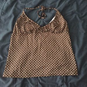 Old Navy Tankini Swimsuit Top Brown Polkadots XL