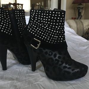 Studded black heeled booties-- MUST GO!!!