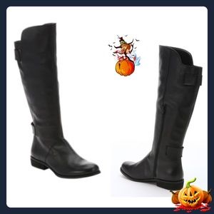 🎉SALE🎉Black Leather Buckle Detail Side-Zip Boots