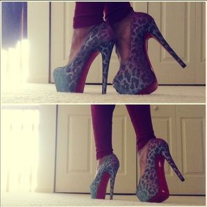 Christain Louboutin cheetah print iridescent heels