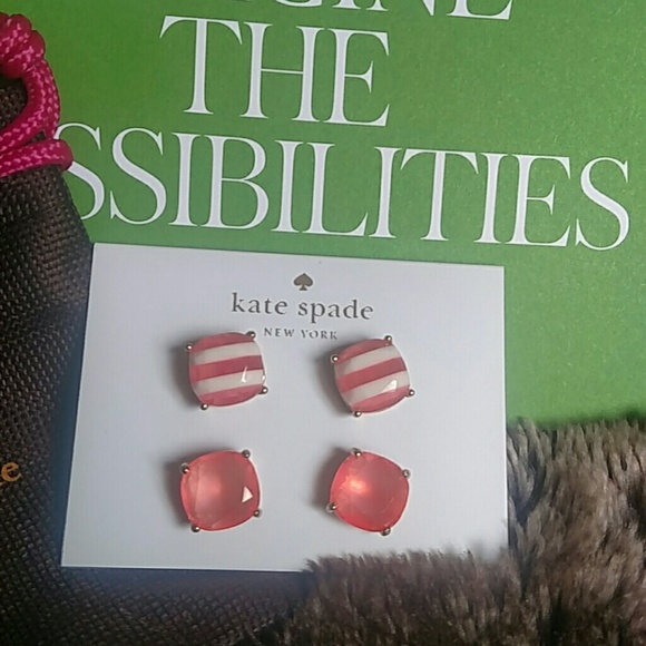 🆕1Left!! Kate Spade 2 Pack Rose Gold 12k GP Studs - Picture 2 of 4