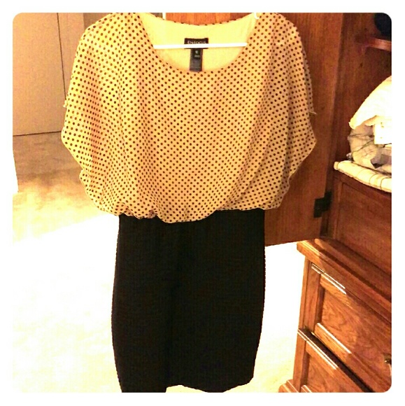 NWOT Black and tan polka dot dress mini