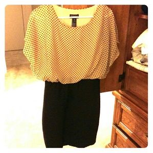 NWOT Black and tan polka dot dress mini