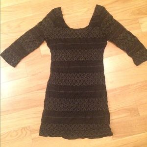 Black and gold mini dress