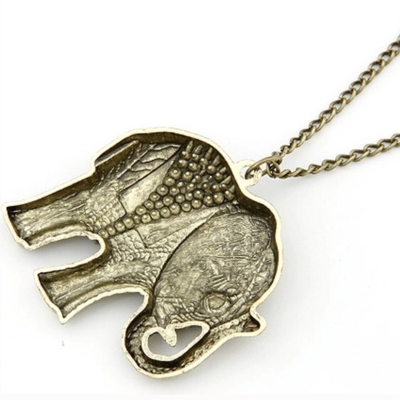 ELEPHANT BRONZE RHINESTONE NECKLACE - Picture 2 of 2