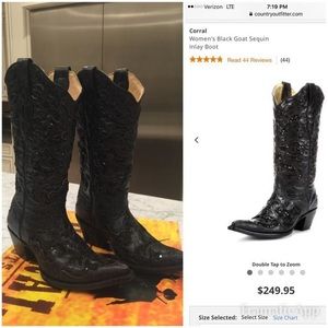 Corral Women's Size 7 Black Sequin Inlay Boot