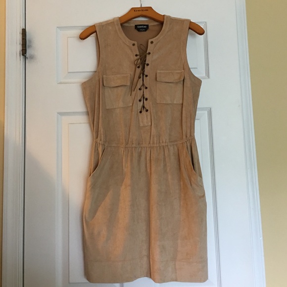 Bebe faux suede lace-up dress