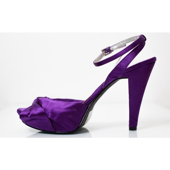 Bakers Purple Satin Heels w/ Rhinestone Detail - Picture 3 of 4