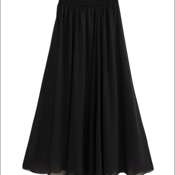 Long black chiffon skirt