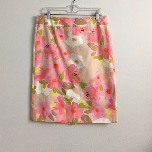 J.Crew watercolor pattern pencil skirt