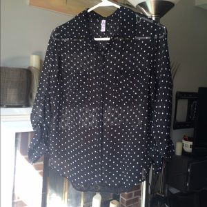 Xhilaration polka dot lace back long sleeve top