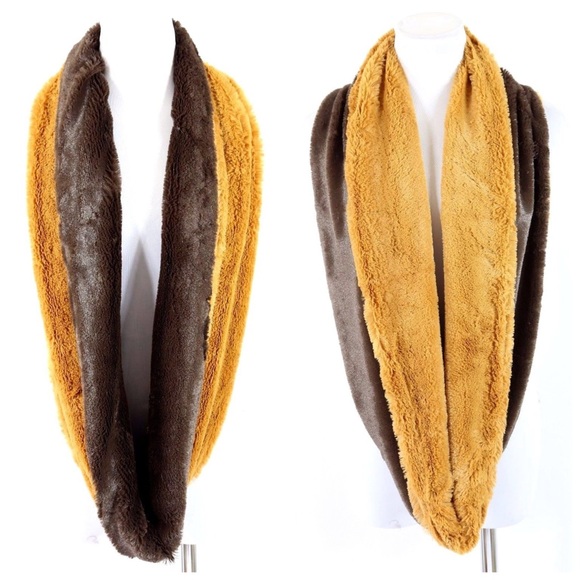 Really Soft Yellow Brown Infinity Scarf - Picture 3 of 4