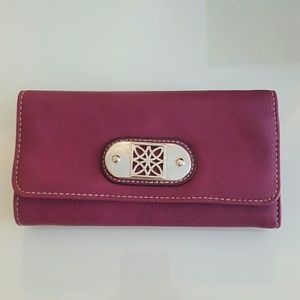 Magenta Faux Leather Wallet Clutch