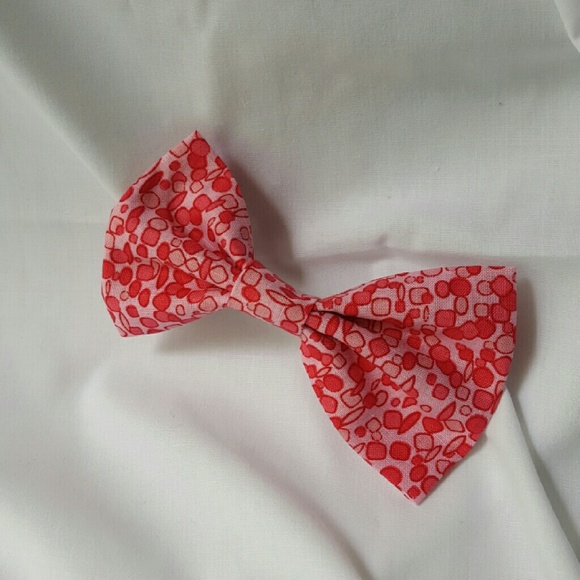 PINK/WHITE BOW HAIR CLIP