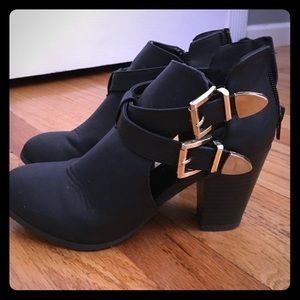 buckled heeled booties