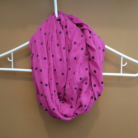 Pink with black polka dot infinity scarf