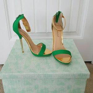 Kelly Green / Gold heeled sandal