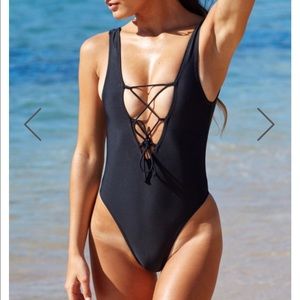 Black "ri ri" one piece swim suit
