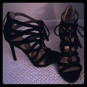 Black strappy heels